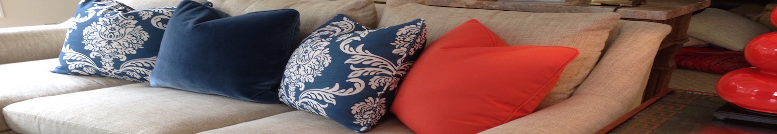 custom upholstered loveseat and cushions