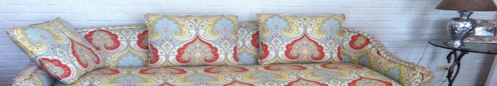 wicker frame upholstered sofa